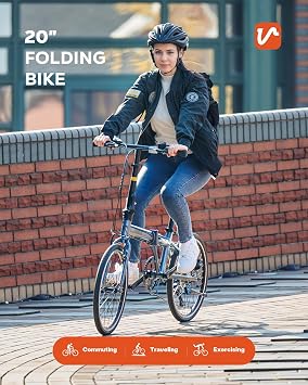 VIRIBUS Folding Bike, Lightweight Foldable Bicycle for Adults 20 inch