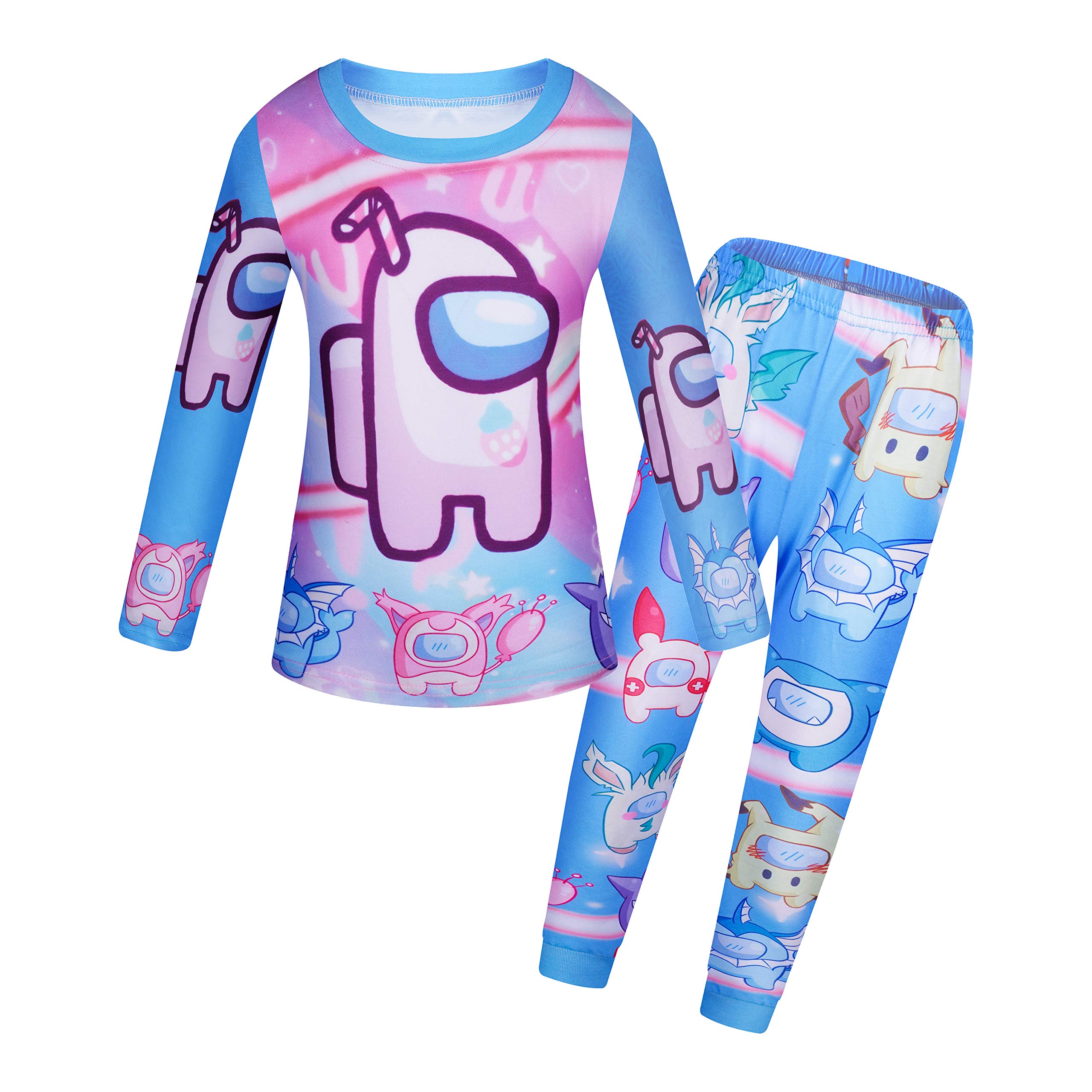 Kids Pyjamas for Boys Girls Pjs Cartoon Print Sleepwear Tops and Pants Hoodie Boys Girls
