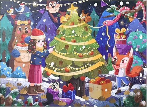 Miniatura 7 de Rompecabezas jumbo de suelo para niños de 3 a 5 años, juguetes de aprendizaje preescolar, 60 piezas, rompecabezas de Navidad de piso grande para