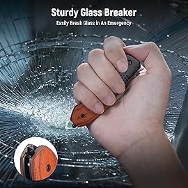 KEXMO Pocket Knife for Men - 2.98 Sharp Blade Wood Handle Pocket Folding Knives with Clip, Glass Breaker - Small EDC Knives for Survival Camping Hunting Fishing Hiking Women, Black