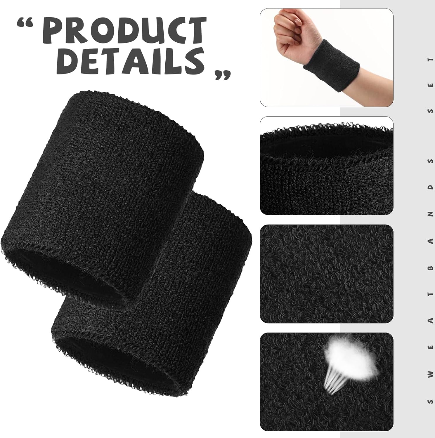 WILLBOND 8 Pack Wrist Sweatbands Sports Wristbands Tennis Sweatbands Neon 80s Thick Cotton Gymnastics Sweat Band International Sports Athletic Wristband for Men Women Party Supplies - Image 4