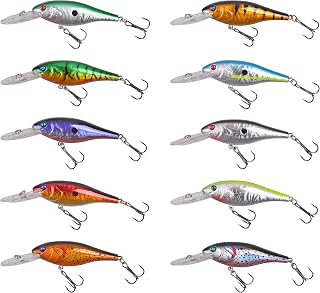 Hard Fishing Lures Bait Minnow Lures Bass CrankBait Set Life-Like Swimbait Deep Diving Sinking Lures with Treble Hook for Bass Trout Walleye Redfish