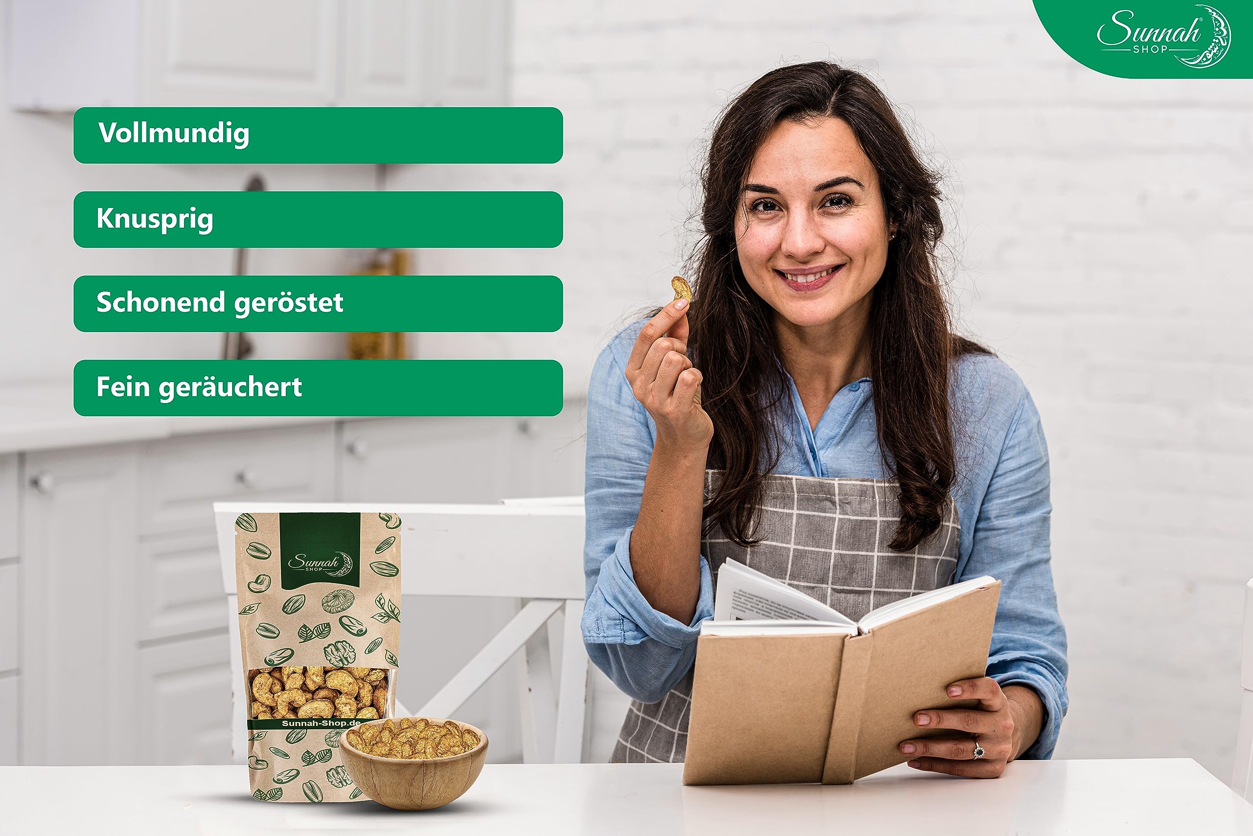Sunnah Shop® Wędzone orzechy nerkowca 5 kg, całe orzechy nerkowca o intensywnym smaku, bogate w białko i zdrowe, chrupiące przekąski z wysokiej jakości orzechów, idealne w podróży