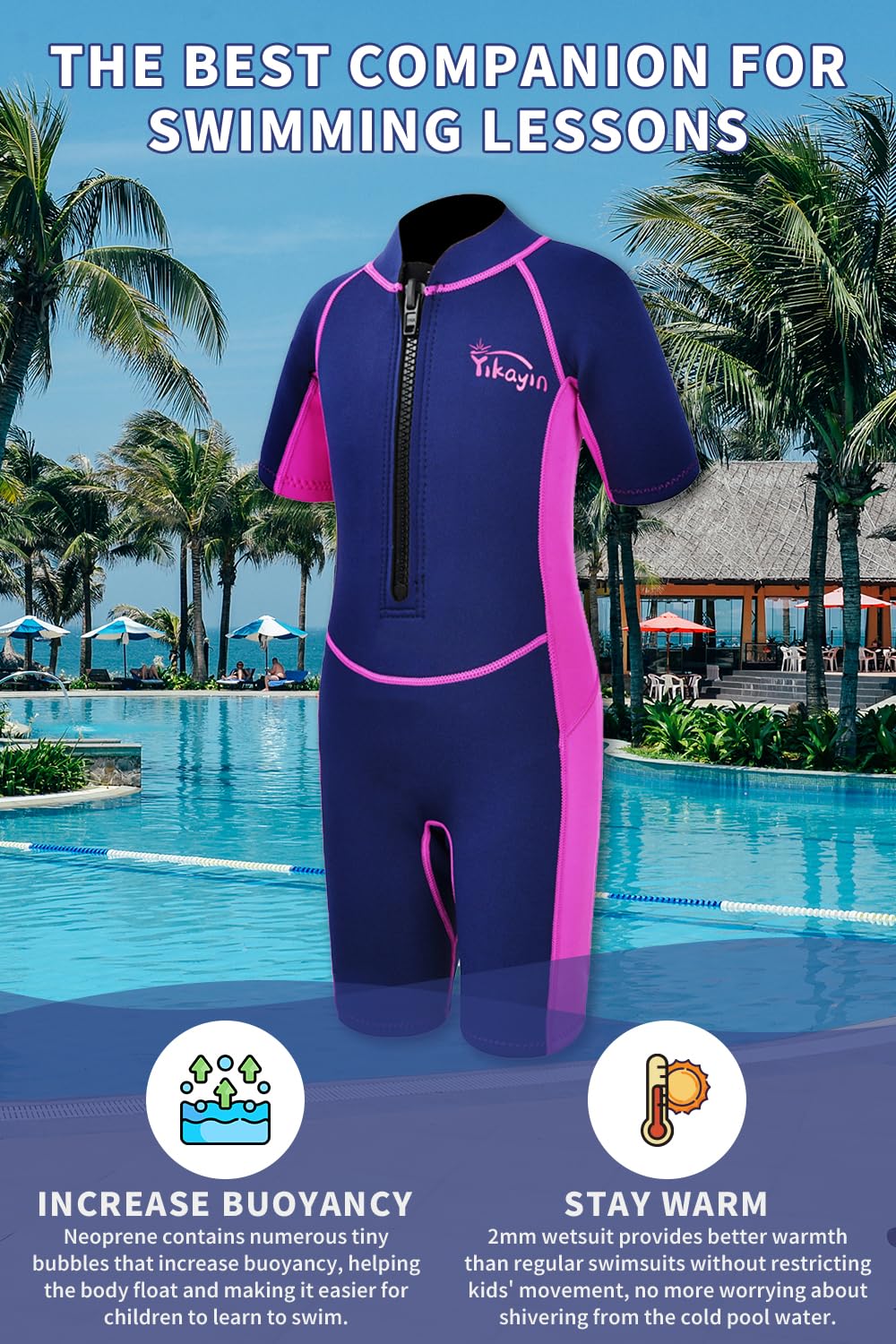 Yikayin Wetsuit voor kinderen, kort, 2,5 mm wetsuit, shorty voor jongens en meisjes, verwarmend duikpak, zwempak, ritssluiting op de rug voor surfen, snorkelen, zwemmen, kajakken - blauw M Yikayin Wetsuit voor kinderen, kort, 2,5 mm wetsuit, shorty voor jongens en meisjes, verwarmend duikpak, zwempak, ritssluiting op de rug voor surfen, snorkelen, zwemmen, kajakken - blauw M
