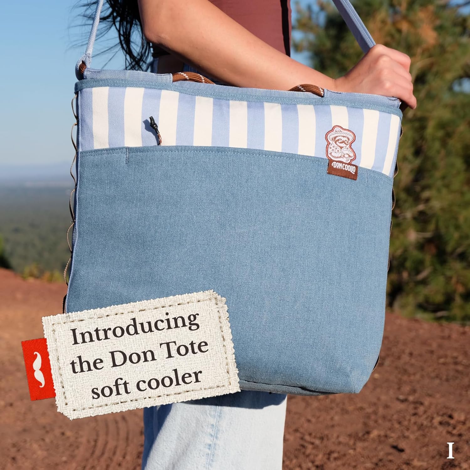 Don Coolio Tote - Insulated Cooler Tote Bag, 24 Can Soft Cooler, 12L Capacity, Leakproof and Waterproof, Collapsible Portable Tote for Beach, Travel, Picnic and Grocery Denim Drift