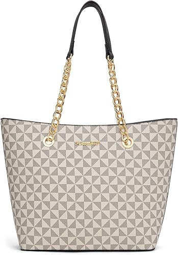 Miniatura 10 de Montana West Bolsa Tote para Mujeres Bolsos de Mano con Asa Superior de Cadena Negro Multi,A1-café,Negro,Marrón,Marrón Multicolor,marrón,
