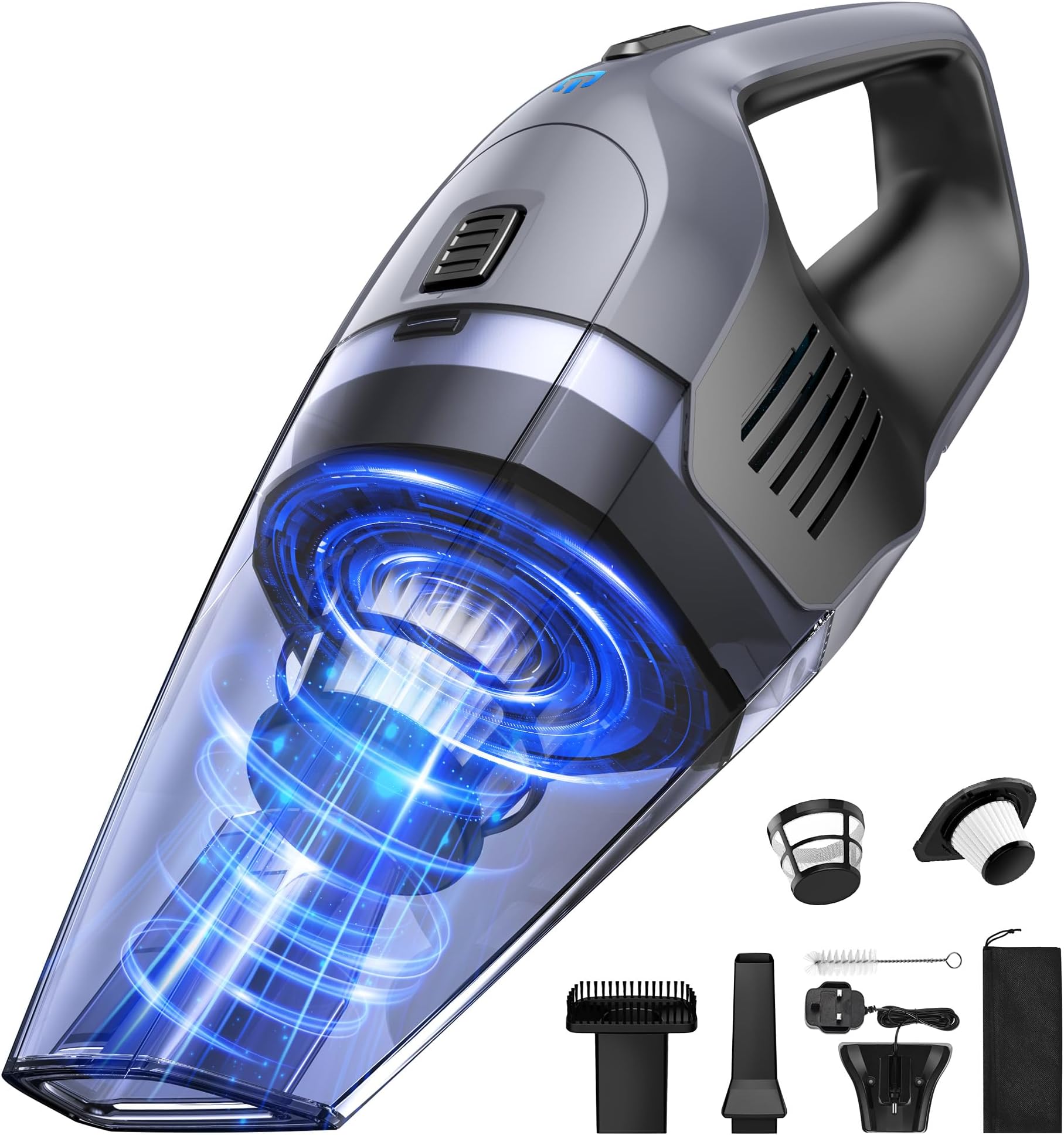 Handheld Vacuum Cleaner, Powerful Suction Portable Lightweight Hand Held Vacum Cordless with 25-30Mins Long Runtime Rechargeable Battery Quick Charge for Home Car Carpet Stairs Pet Hair Cleaning