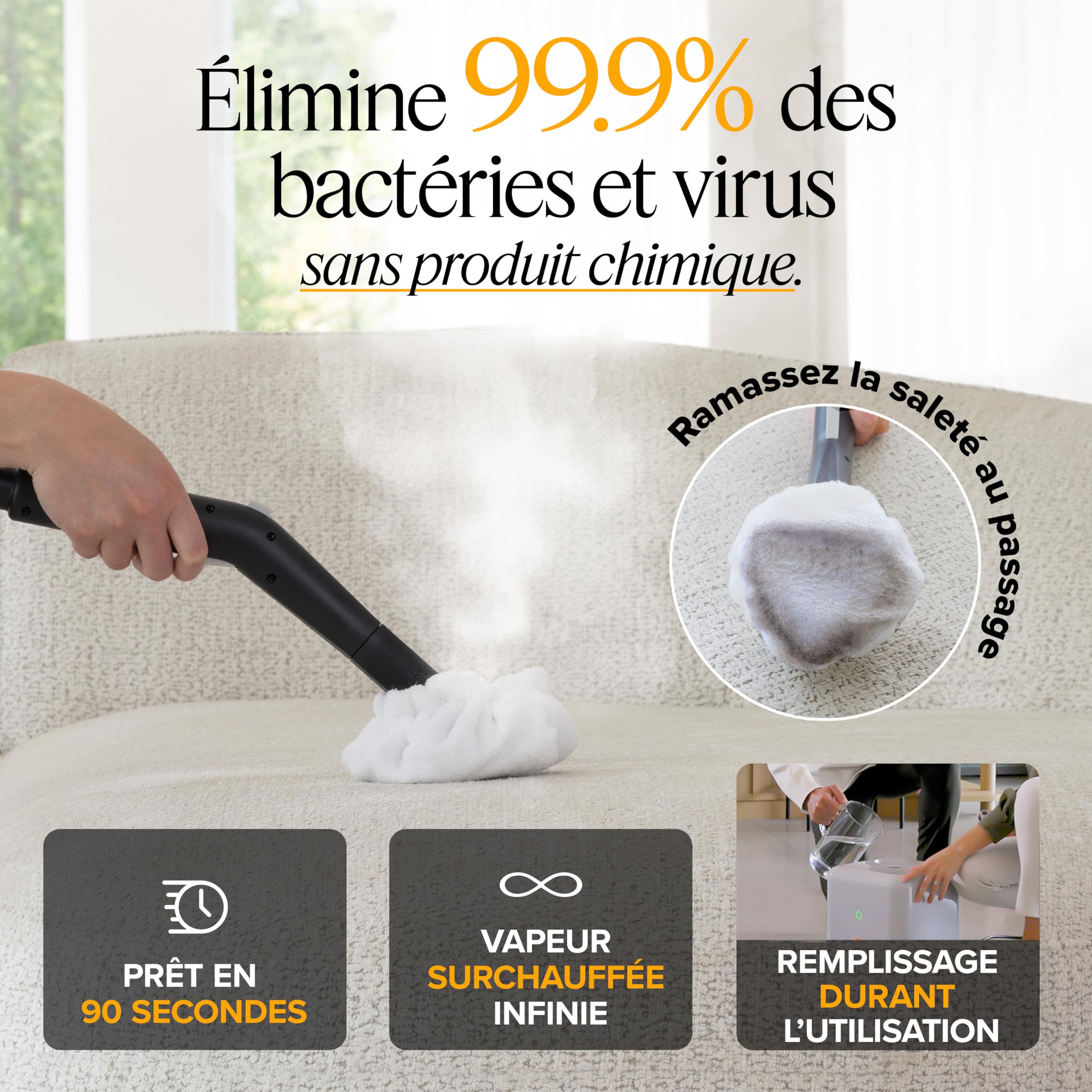 Dupray Neat Plus – Nettoyeur Vapeur Polyvalent Haute Performance avec 17 Accessoires Inclus pour Sols, Carrelage, Joints, Tapis, Canapés, Maison et Plus (Neat Plus + 17 pieces)