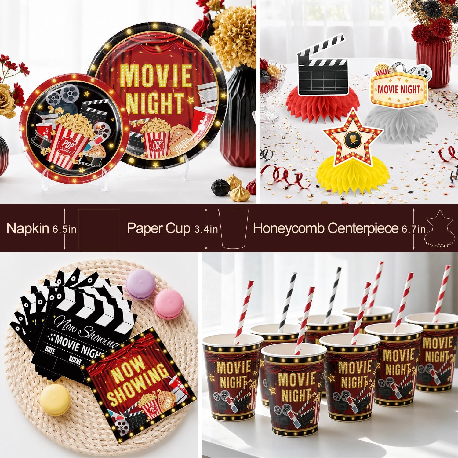 199pcs Movie Night Supplies, Convenient Tableware Set Serves 25 image 5