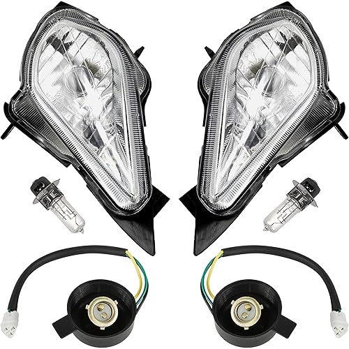 Caltric Left and Right Head Light Housing Sockets and Bulbs Compatible with Yamaha Raptor 250 350 700 700R / Wolverine 350 450 / YFM250 YFM350 YFM700 YFZ450 / 2004-2023