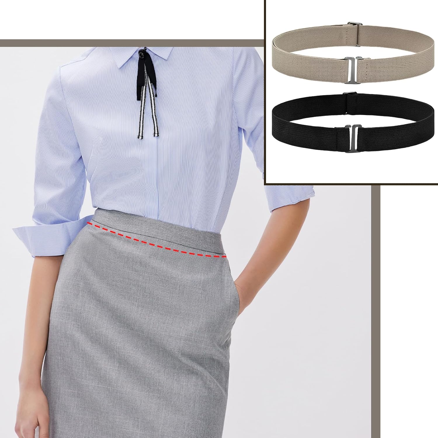 9 Pcs Crop Tuck Band Women,Elastic Shirt Tuck Band Women with Ties Clips and Straightening Clothing Rope,Adjustable Crop Top Bands Waist,for Womens Tucking Shirts Sweater Clothing Use - Image 6