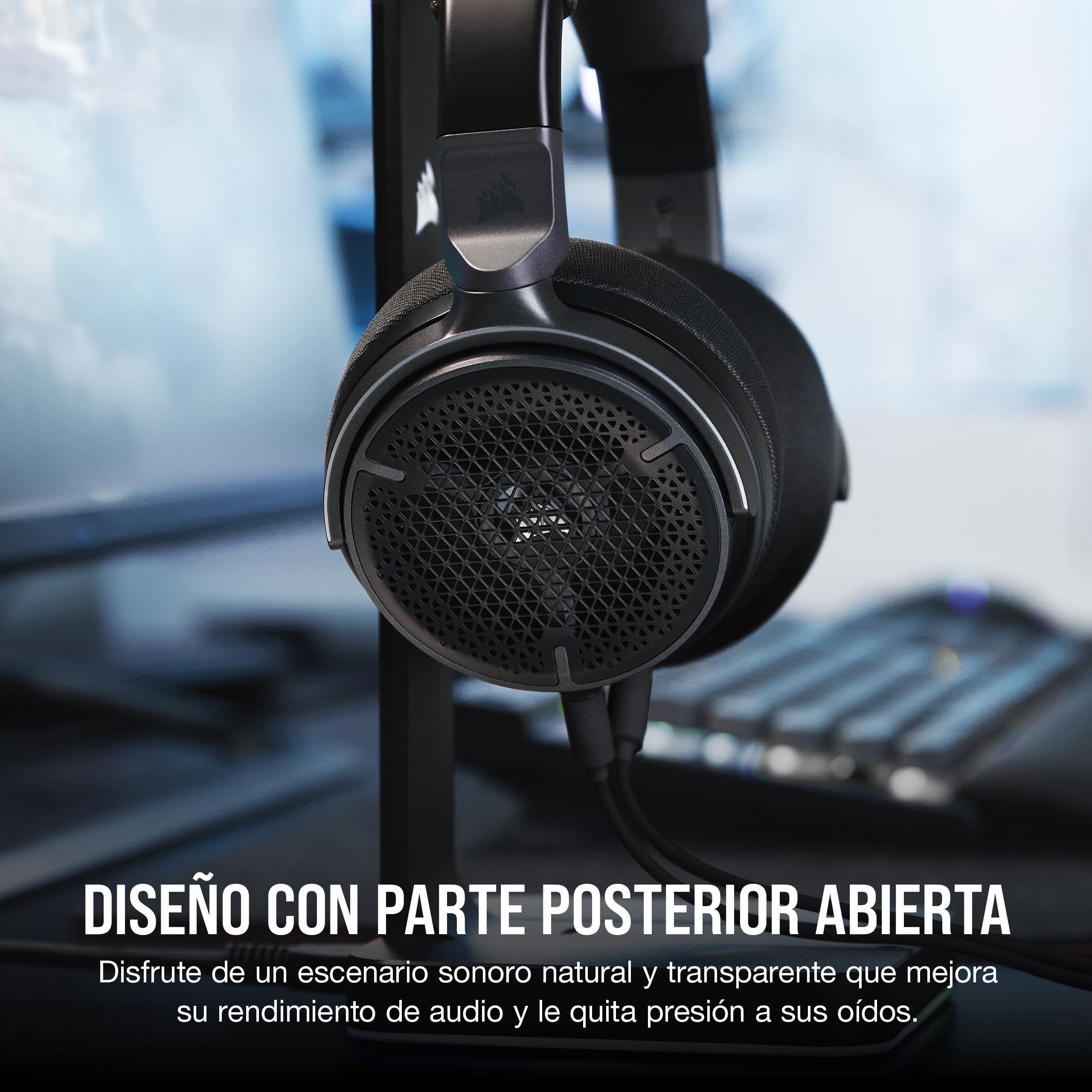 Corsair Virtuoso Pro Auriculares con Cable y Parte Posterior Abierta para Juegos - Micrófono Unidireccional Extraíble - Transductores de Audio de Grafeno 50mm - Carbon