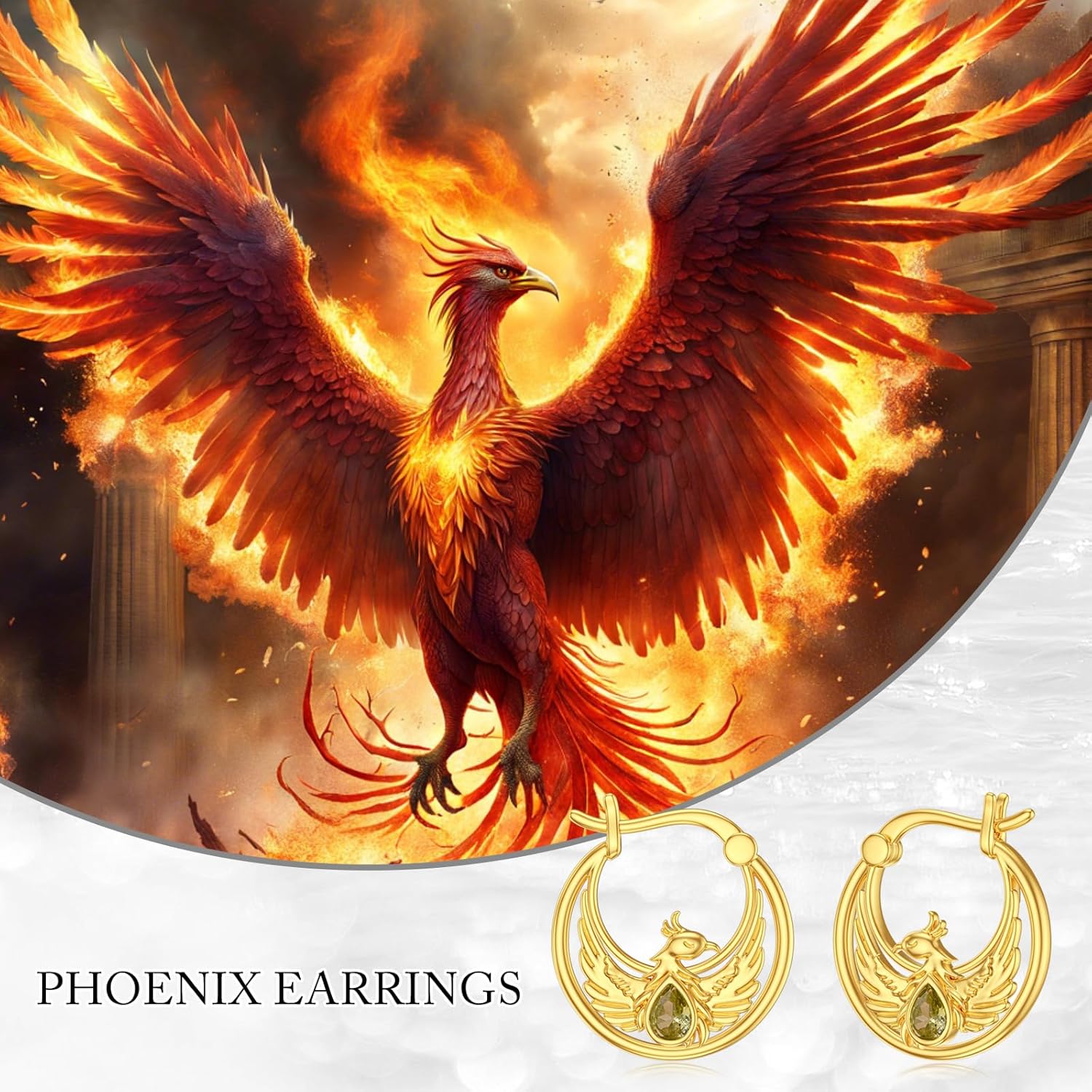 Phoenix Earrings for Women, s925 Sterling Silver Phoenix Earrings with Citrine, Phoenix Jewelry Gifts for Birthday Christmas Mothers Day