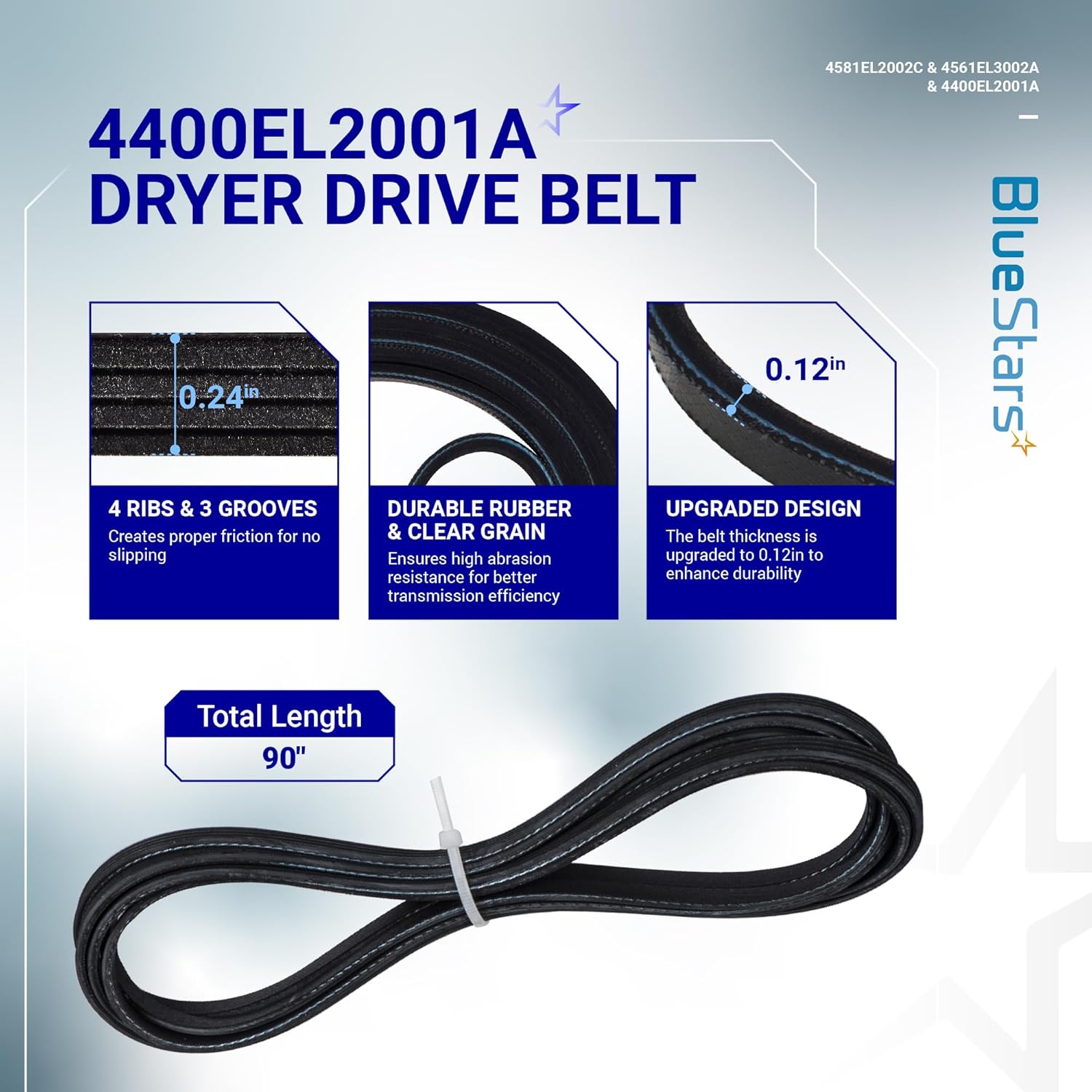 【UPGRADED】Dryer Roller Repair Kit for LG Kenmore DLE0442W DLGX3371W DLE5977W DLE2516W DLE2301R DLE5955W Dryers – Includes 4581EL2002C Drum Rollers 4561EL3002A Idler Pulley 4400EL2001A Belt & Spring