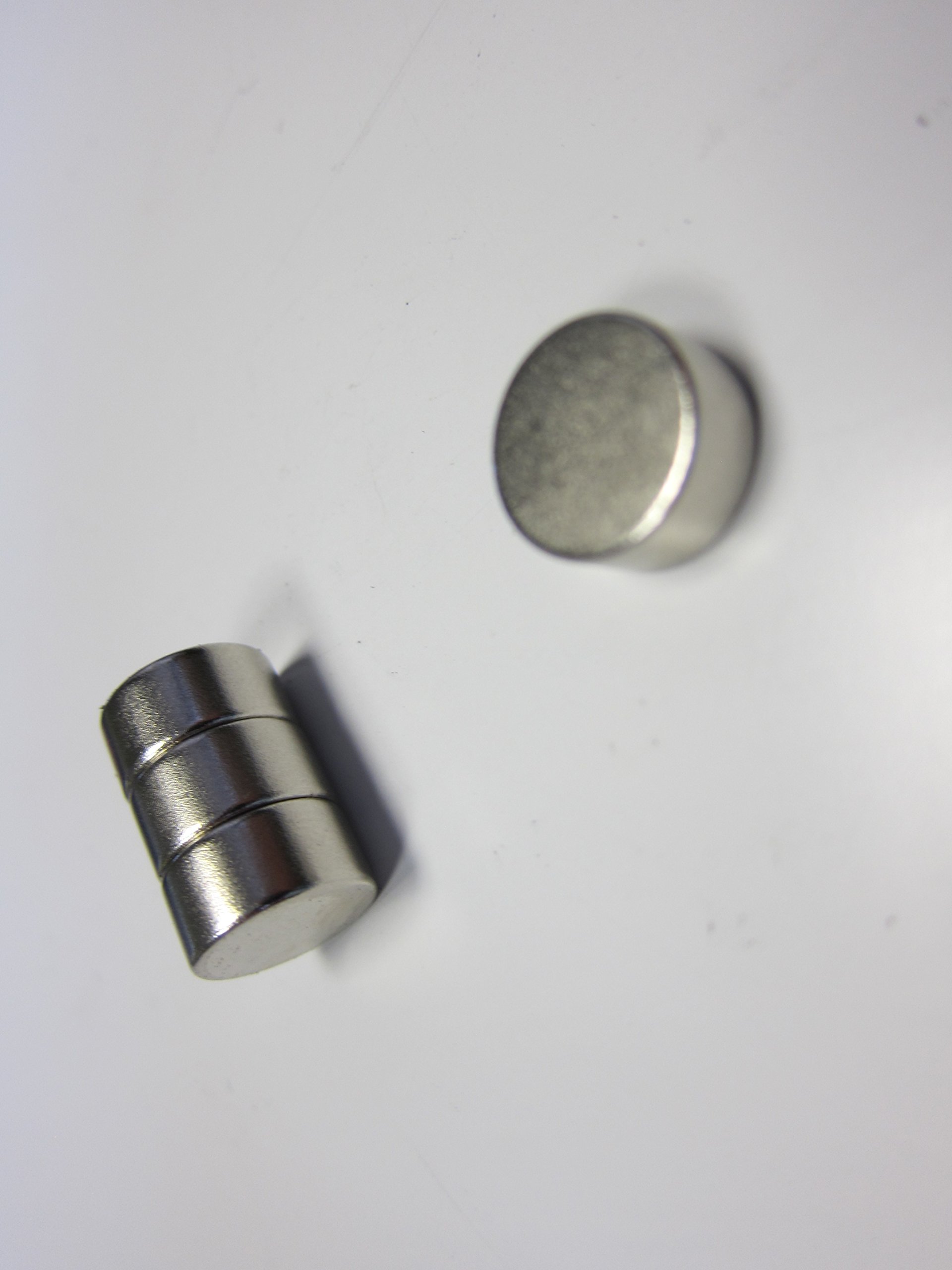 Supa-Mag12mm Dia x 6mm thick Grade N35 Neodymium Discs - Pack of 2, Color: Bright Nickel (Silver) 3.747kg Pull Strength