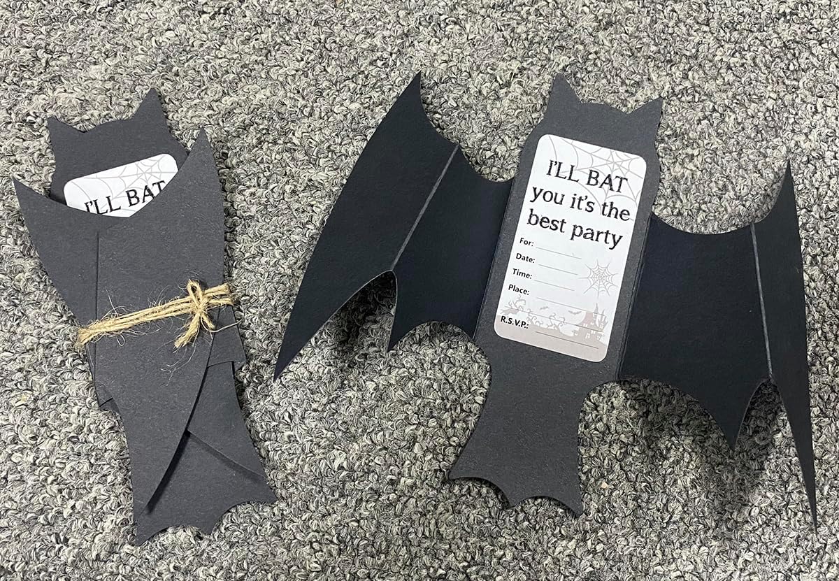 Superhero Party Favors Invitations 20PCS 3D Black Bats Invitation Cards for Bat Baby Shower Superhero Man Birthday Party Supplies Superhero Decor