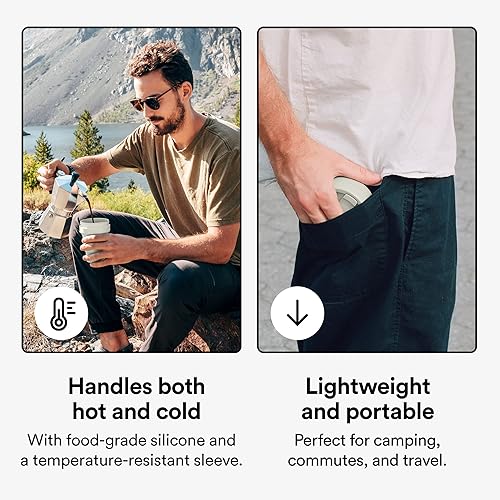 Miniatura 3 de Stojo - Taza de viaje plegable de 12 onzas color avena, taza reutilizable de silicona, tamaño de bolsillo, para bebidas frías y calientes, perfecta