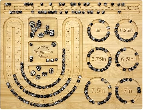 Petoysoso Tablero de cuentas para hacer joyas, tablero de cuentas de bambú para hacer pulseras de joyería, tablero de cuentas de pulsera, bandejas