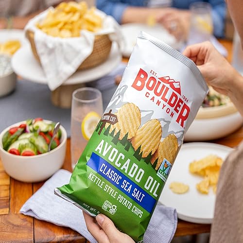 Miniatura 4 de Boulder Canyon Paquete Variado de Papas Fritas Estilo Kettle con Aceite de Aguacate, 18 Unidades - Sin Gluten, Sin OGM, Barbacoa Hickory, Sal Marina