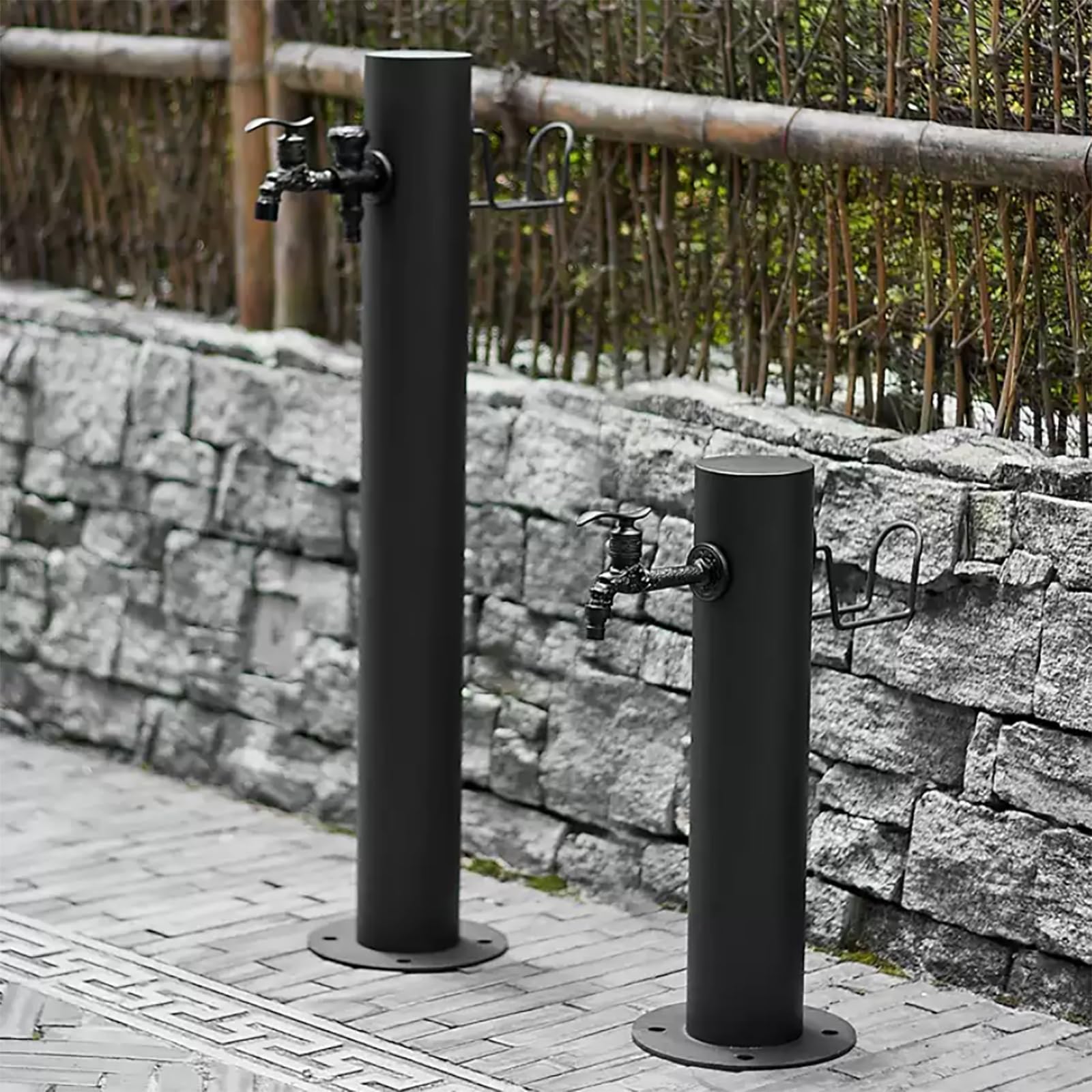 Fuente Vertical Exterior con Grifo De Cobre, Soporte Decorativo para Manguera E Hidrante contra Incendios, Fuente De Agua De Doble Chorro para Patio Y Jardín.