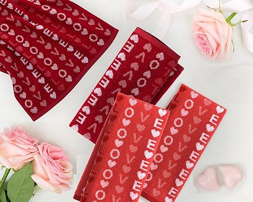 Miniatura 4 de VOOVA &amp; MOVAS Toallas de mano rosas, paquete de 4, 100% algodón suave, (16 x 25 pulgadas), toalla facial decorativa rosa con embalaje de regalo,