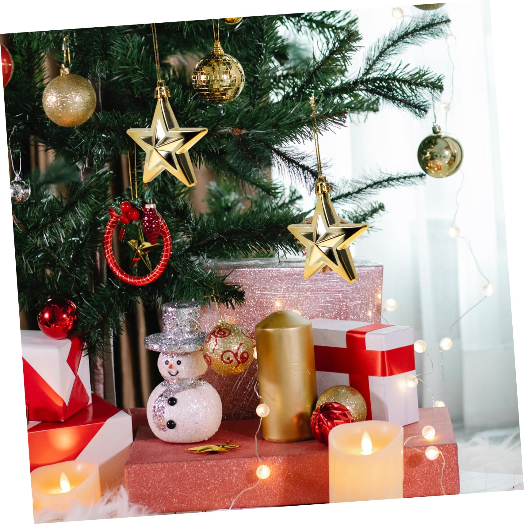 PRETYZOOM 60 STK Weihnachtsbaum-anhänger Christbaumschmuck Weihnachtskugel Ornamente Christbaumkugeln Hängender Weihnachtsstern Anhänger Für Weihnachten Mini-baumschmuck Hausbedarf Plastik