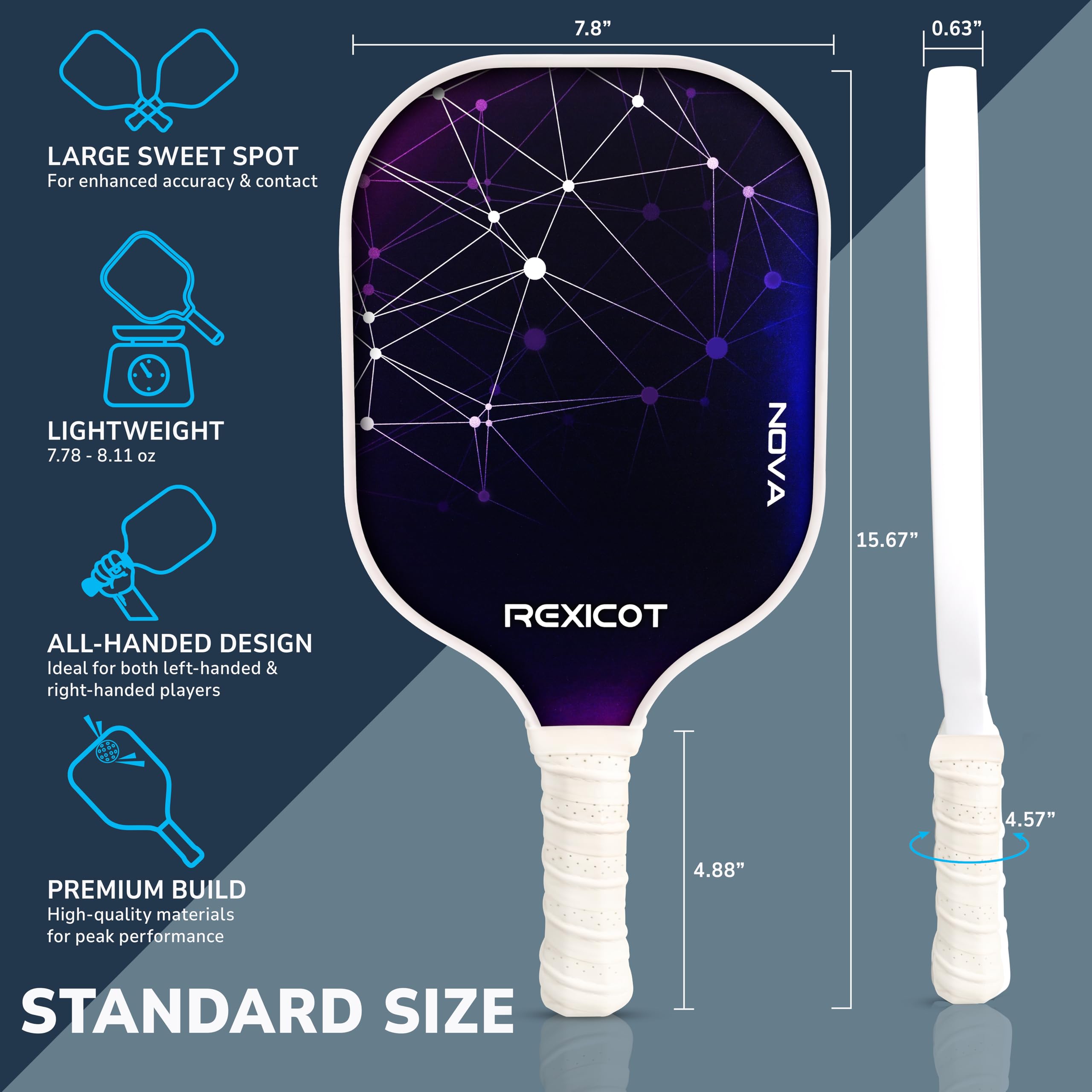 Pickleball Paddles – Lightweight Fiberglass Racket with Honeycomb Core for Adults, Beginners, Men & Women – Set of 2 Pack and Single with Racket Cover, Pickle Ball Equipment, Raquetas de Pickleball