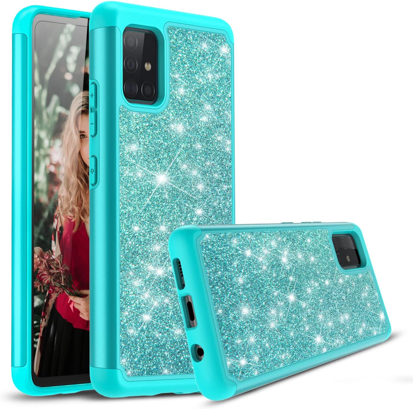 Cbus Wireless Sparkling Glitter Bling Phone Case Compatible with Samsung Galaxy A51 (Teal)