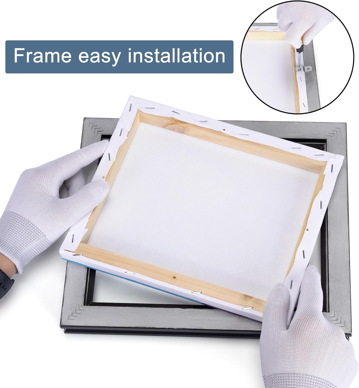 Plein Air Frame, Museum Collection Frames for Canvas Art, Solid Wood Floater Frame for Canvas Painting, Oil Painting Frames No Back and Cover (12"x12", Black)