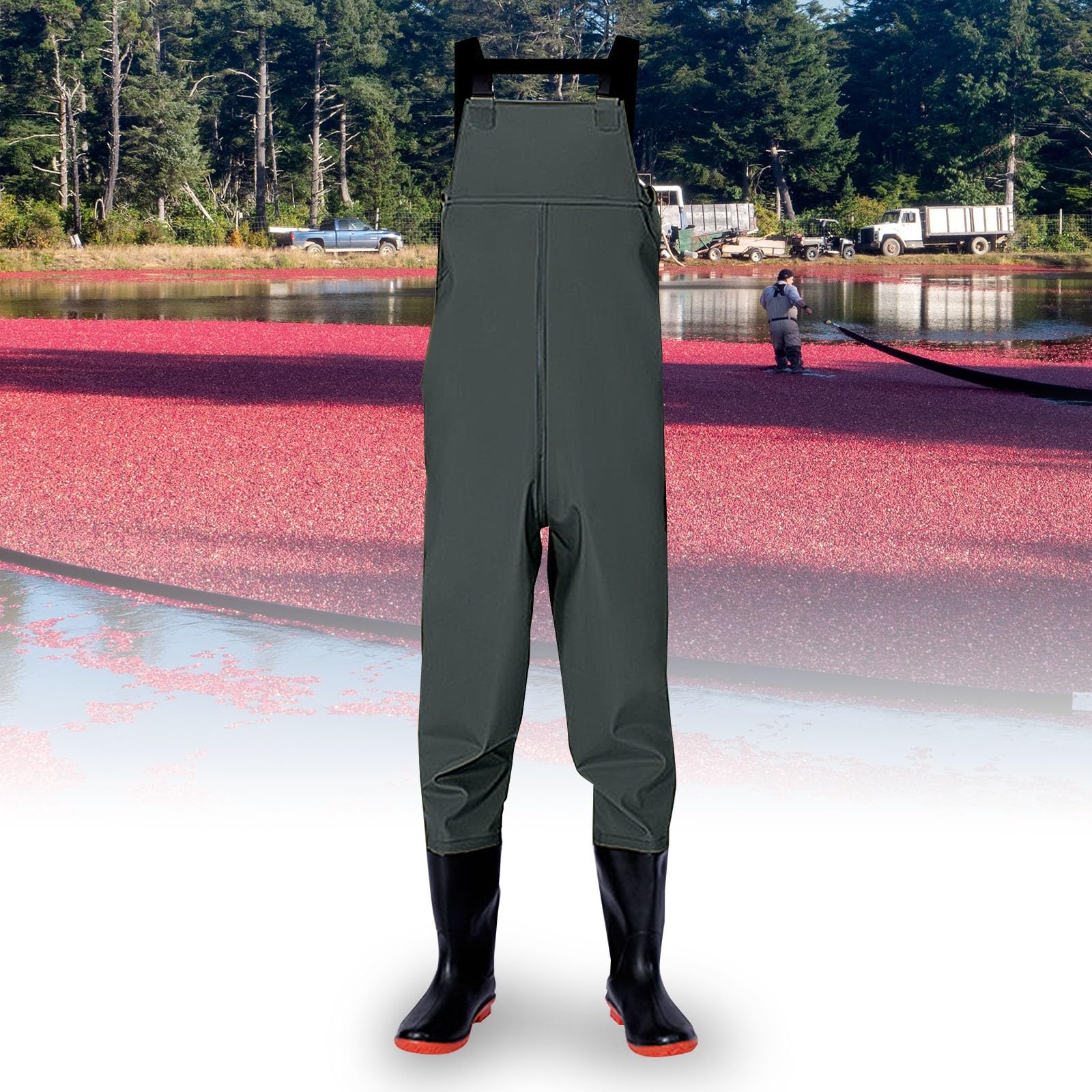 Wathose für Herren, wasserdichte Wathose mit gestollter Sohle, leichtes Lätzchen und Klammeranzug, atmungsaktiv, Jagd-Wathose für Teich, Arbeitskleidung, Karpfen, Fliegenfischen, Gartenarbeit