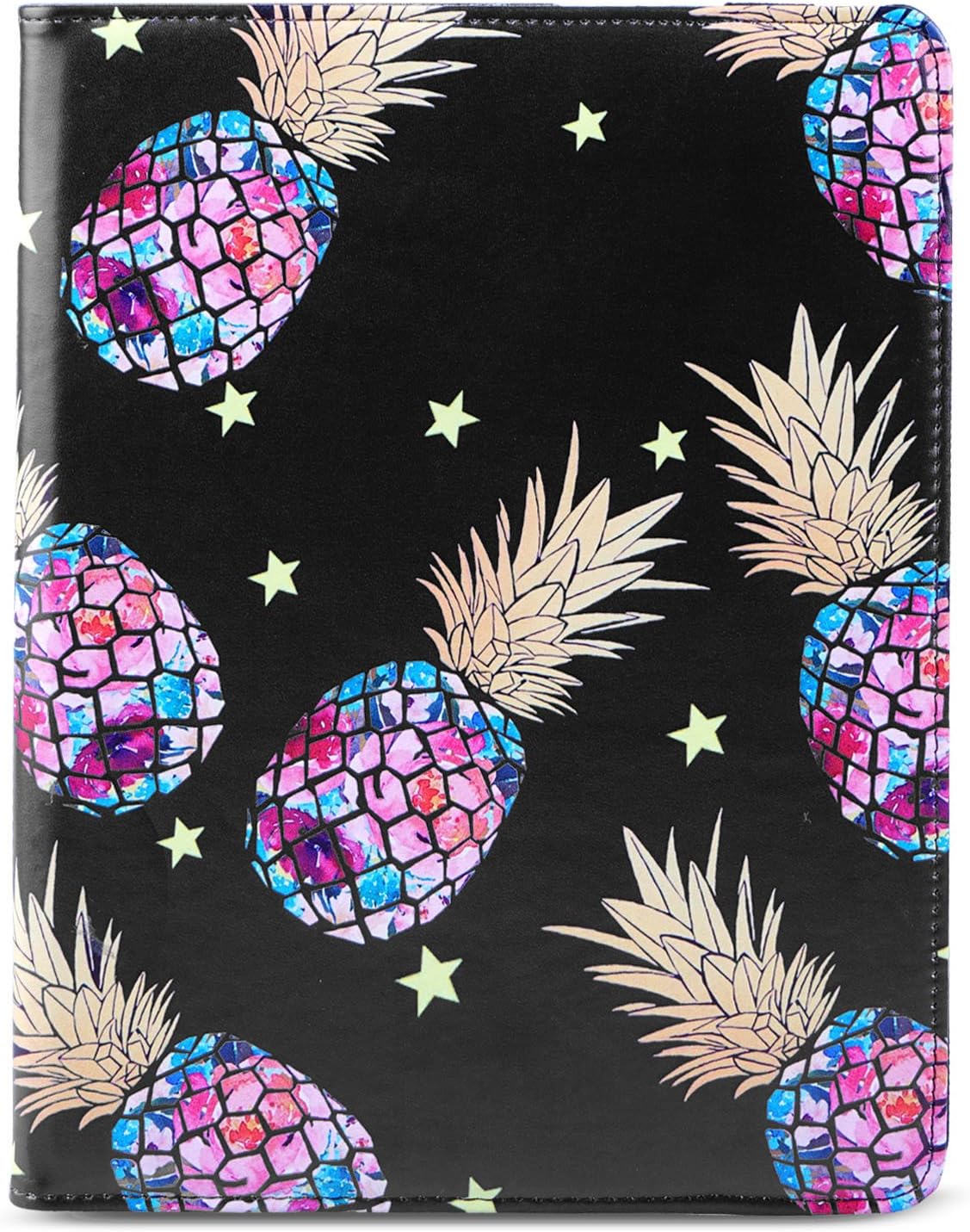 J.west iPad 2/3/4 Case - PU Leather Multiple Angles Stand Smart Case Cover for iPad 9.7 with Retina Display (iPad 4th Generation), iPad 3 & iPad 2 9.7 (Automatic Wake/Sleep) - Black Flower Pineapple