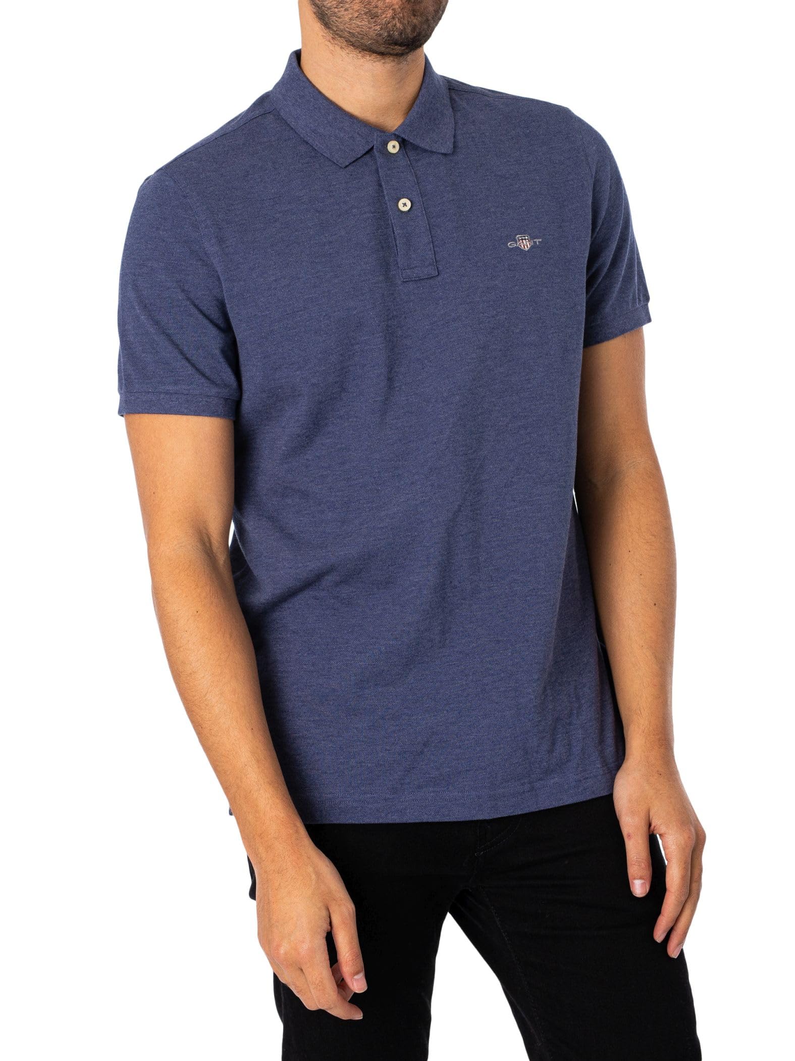 GANT Herren Reguläres Shield-Pique-Poloshirt, Evening Blue