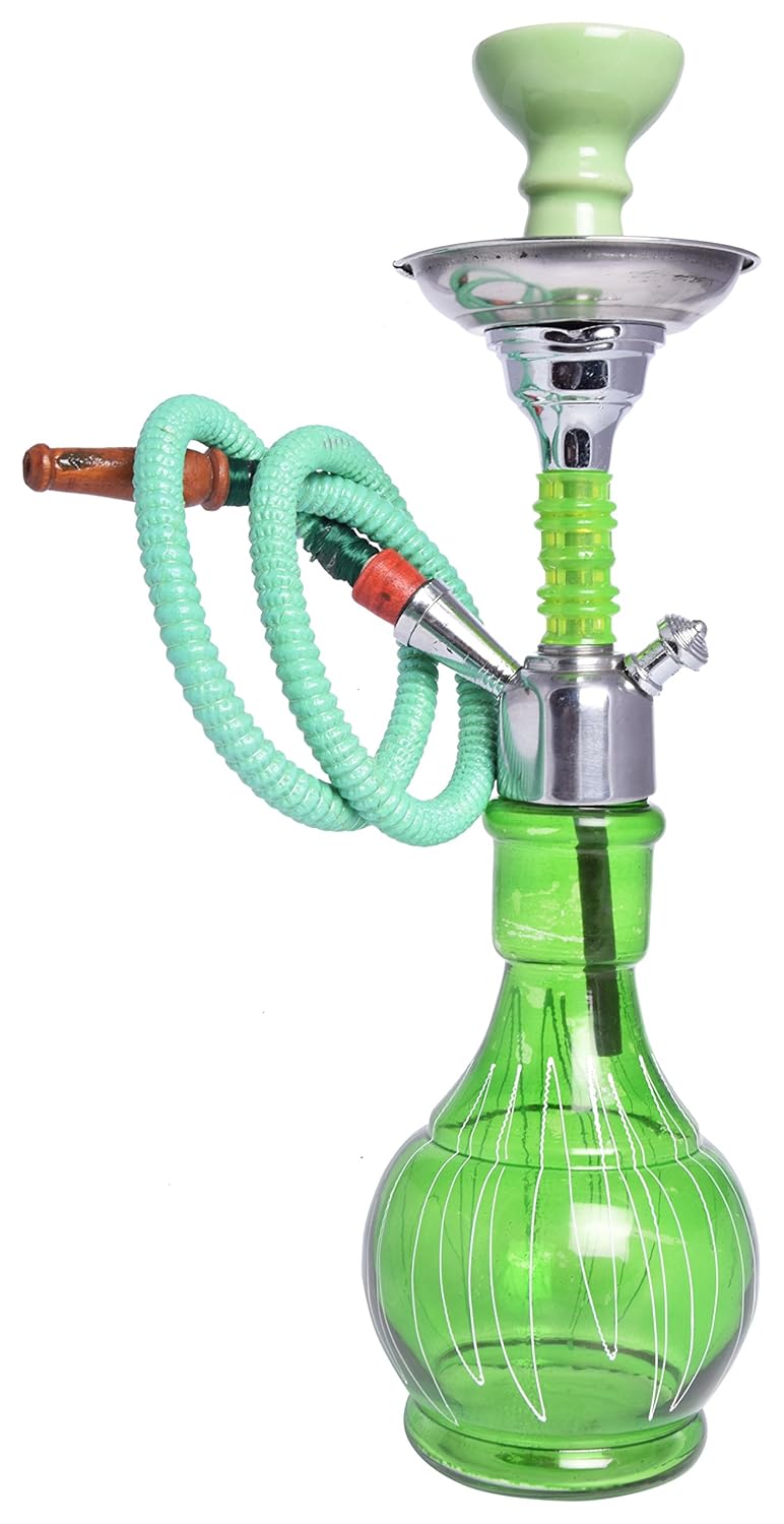Buy Shiva Glass Hookah with Hose Pipe (36 cm x 12 cm x 12 cm, Green
