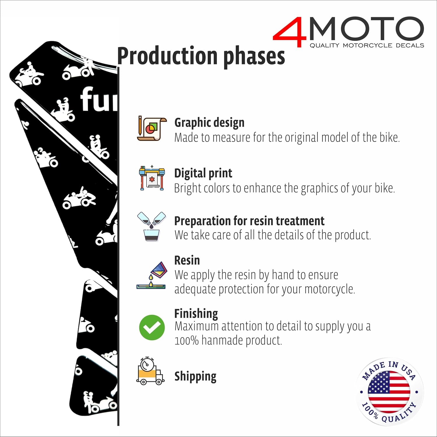 Motorcycle Tank Pad Protector, Universal Gas Tank Scratch Protection Sticker for Sport Bikes, Made in USA, Premium Polyurethane.