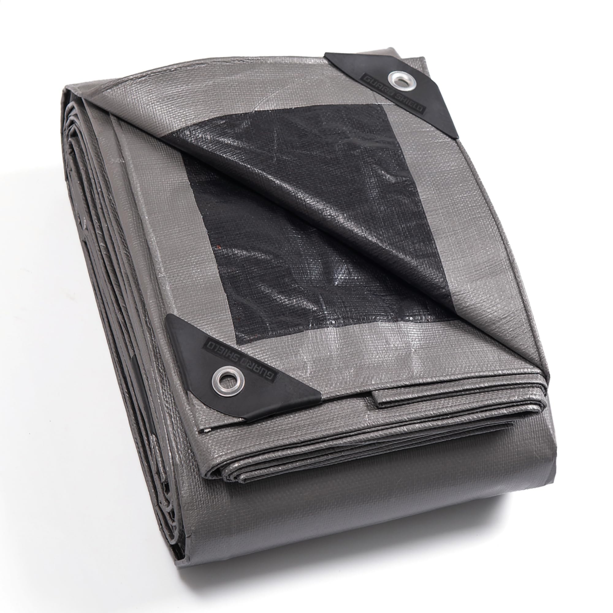 GUARD SHIELD Telone di copertura in tessuto con occhielli, 4 x 6 m, 160 g/㎡, grigio/nero, multiuso, impermeabile, antistrappo, stabilizzato ai raggi UV, resistente alla muffa