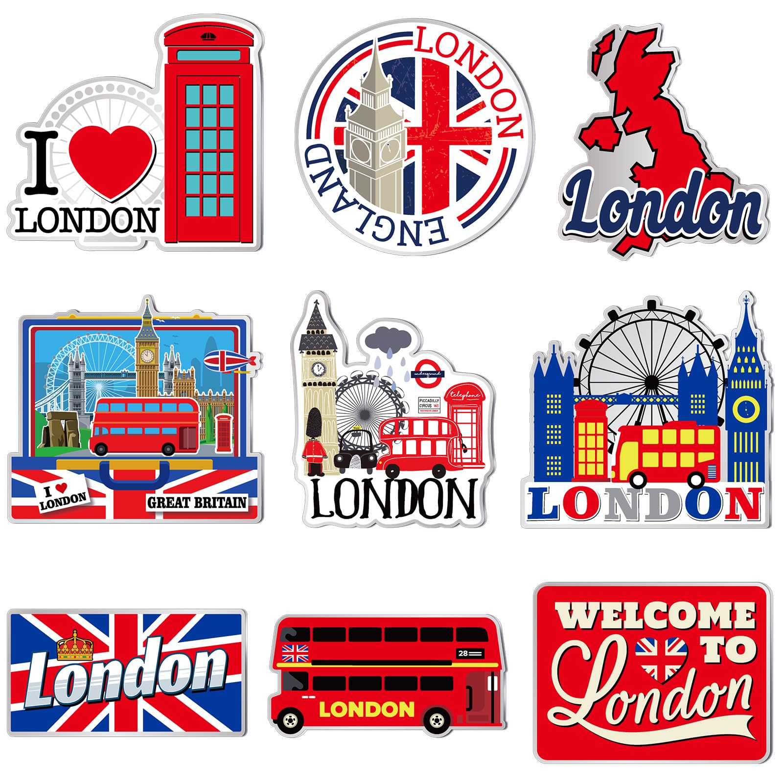 18 Pcs London Fridge Magnet Magnetic Refrigerator Stickers Metal Magnet London Souvenirs Gifts Refrigerator Magnets Home Decoration Accessories