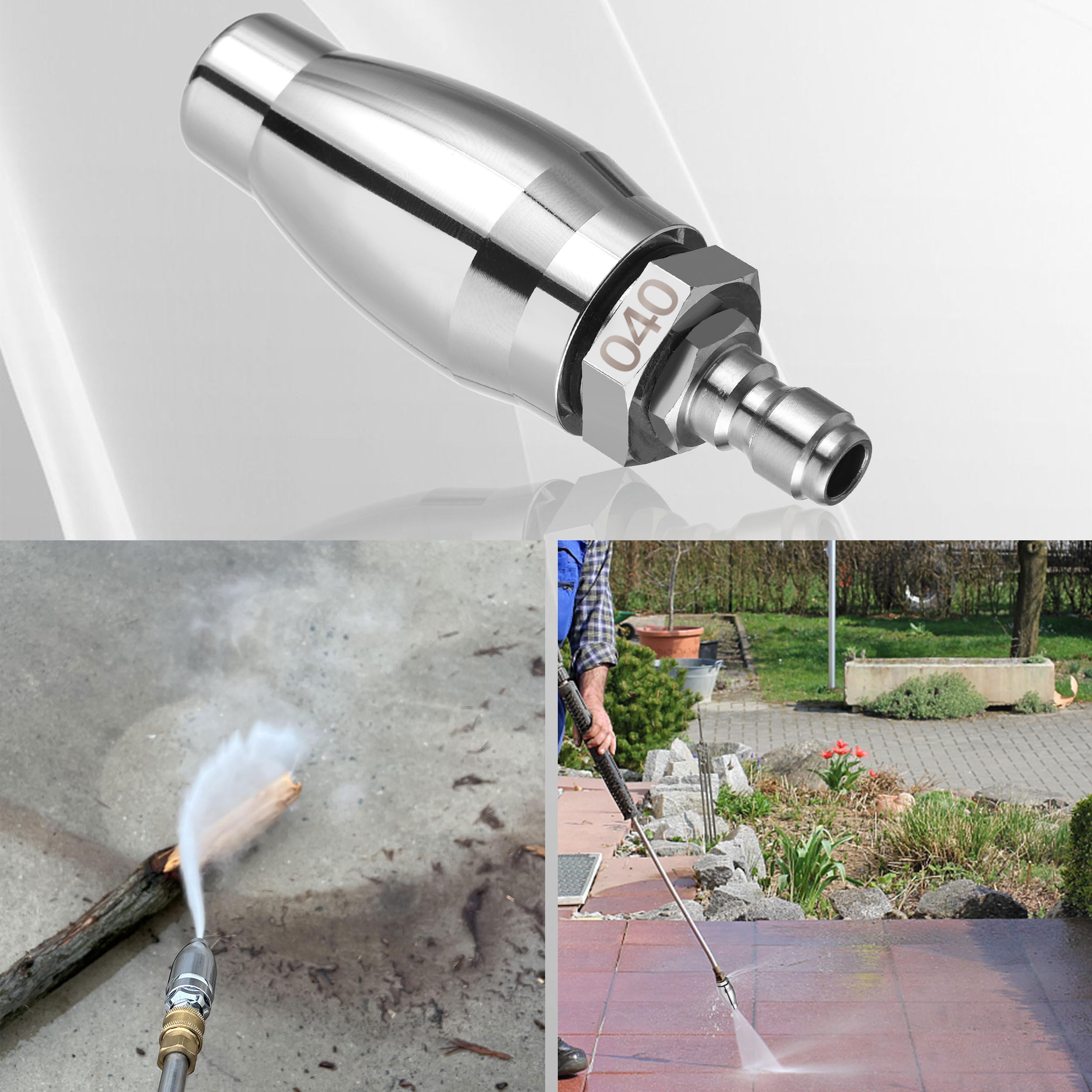 JOEJET Boquilla turbo para lavadora a presión, boquilla giratoria de lavado a presión con conexión rápida de 1/4 pulgadas, 7 puntas de boquilla de pulverización con soporte de boquilla, 3000 PSI,