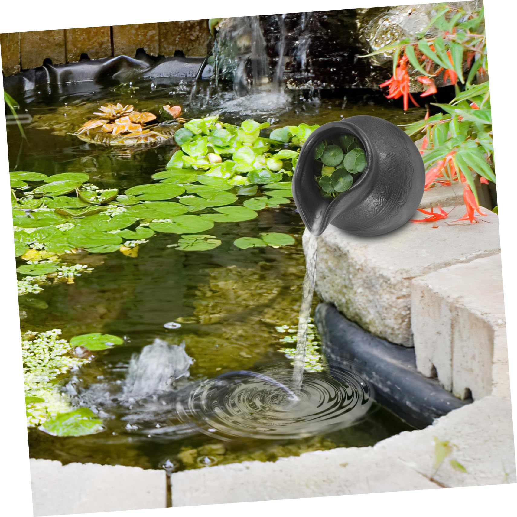 Hemobllo Decorazione Per Giara D'Acqua Cortile Giara Esterna Ugello Fontana Da Giardino Cascata Fontane Da Pesci Piccolo Laghetto Cascata Brocca Cascata Giardino Giara Fontane