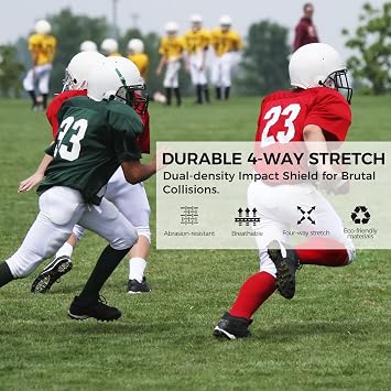 COOLOMG Youth Football Girdle 7-Pad for Knee Thigh Hip Tailbone Protection