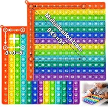 12x12 Double Sided Times Table Poppet, Multiplication Popper Fidget Toy for Relieve Stress and Anxiety, Rainbow Multiplication Times Table for Interactive Times Tables Practice Tool for Kids