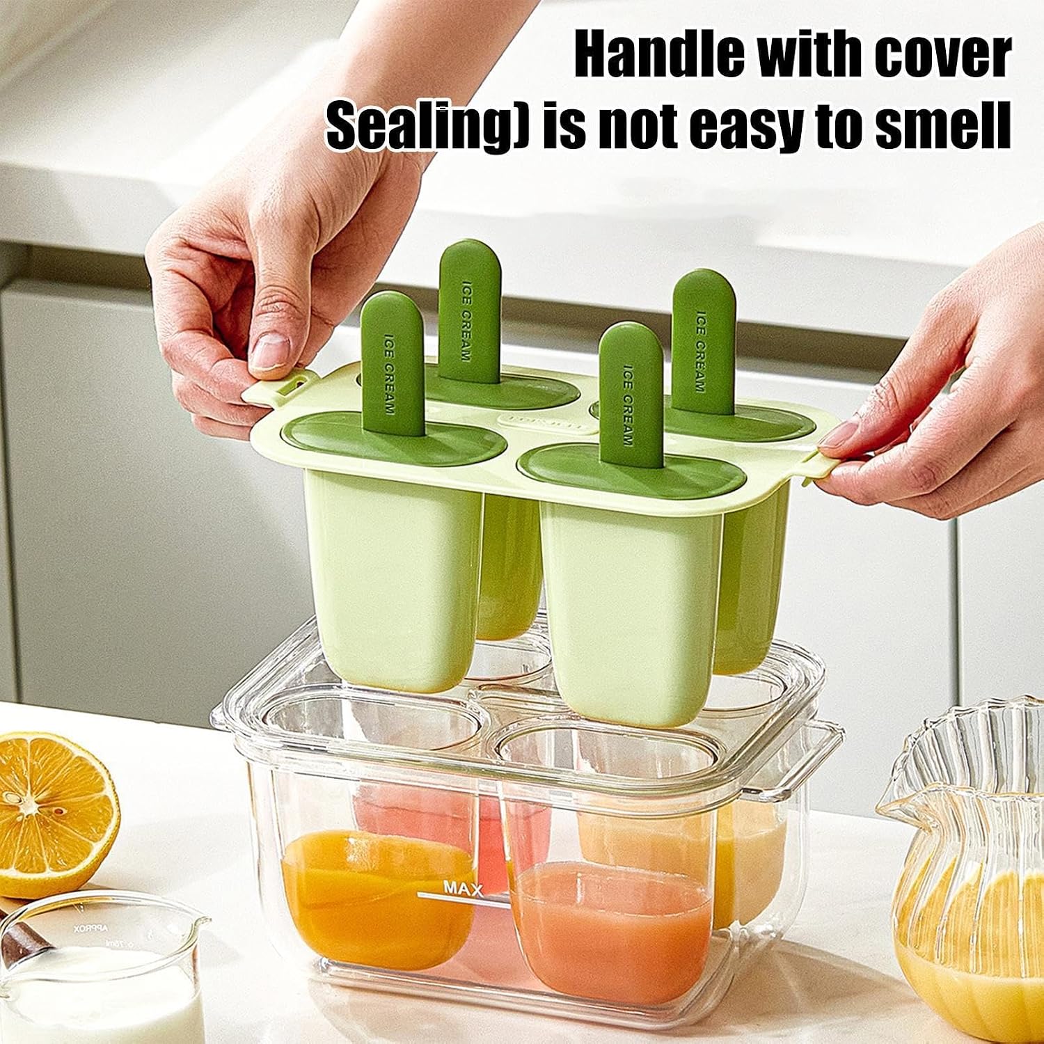 Ice Pop Mold 4 Cavity Easy Release Drip-Proof Non-Stick