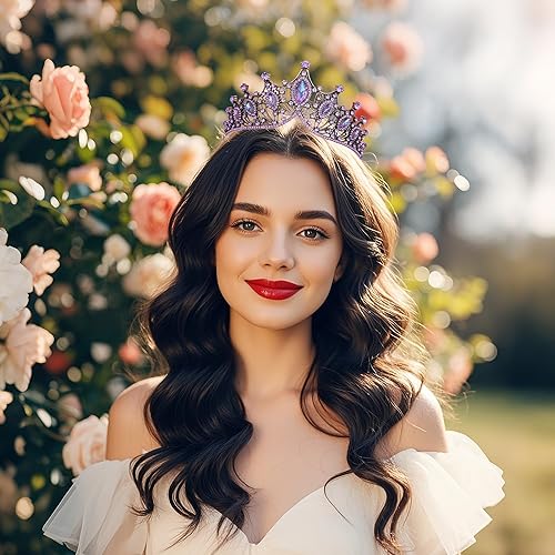 Vista 29 de Kamirola Corona de reina barroca, corona nupcial de diamantes de imitación y tiaras diadema de cristal para cumpleaños, graduación, concurso