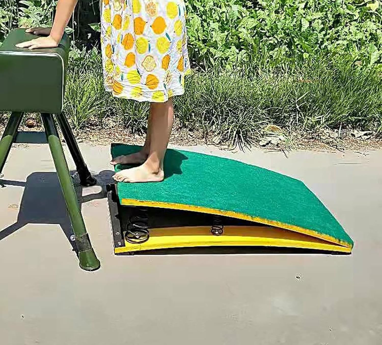 Wood Small Gymnastics Springboard for Kid Toddler, 4 Springs Little Elasticity Trampoline for Vault Jumping, Art Spring Board for School Home Gym