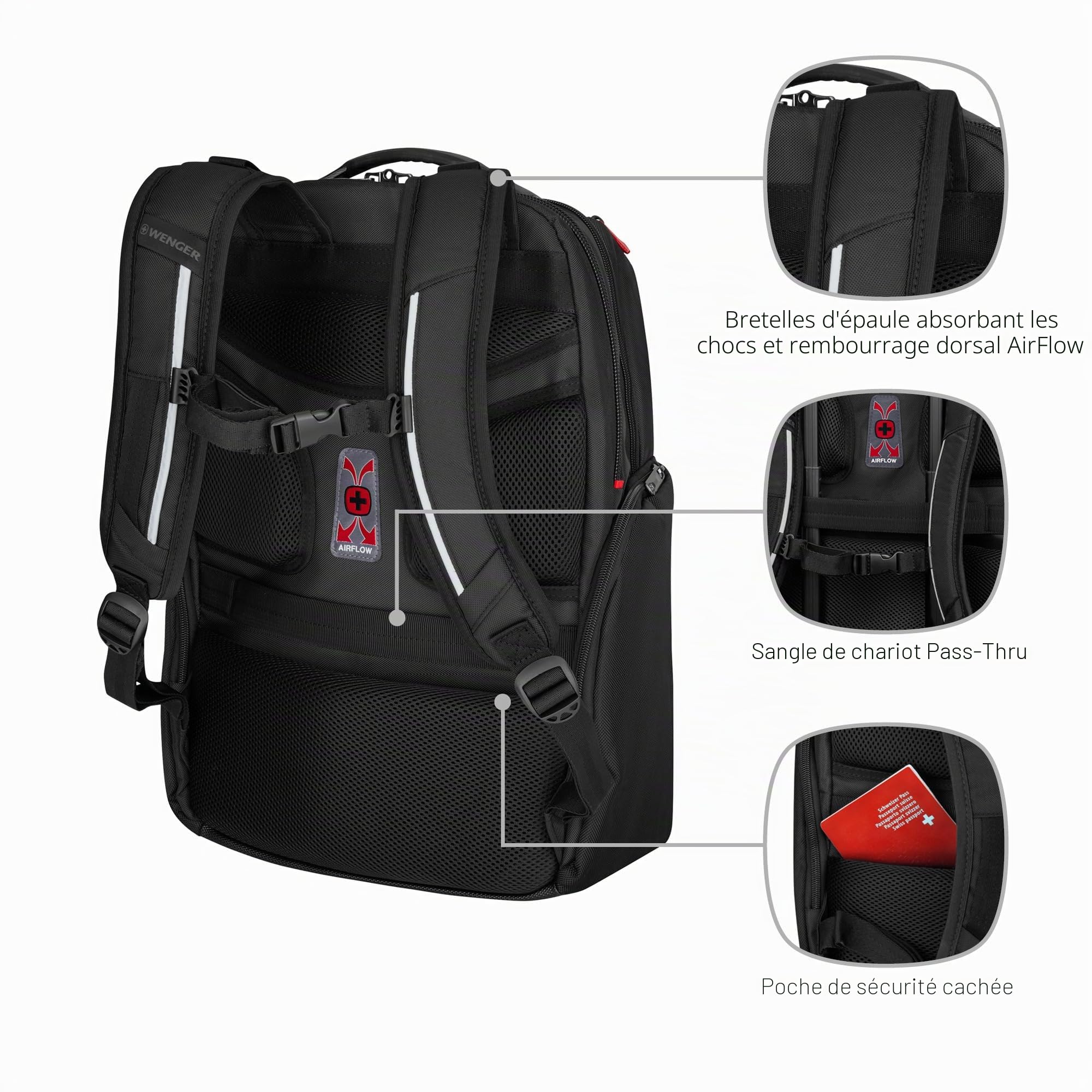 WENGER Meteor Brief Sacoche pour ordinateur portable, Notebook jusqu’à 17’’, Poche tablette, Mallette, Bureau Affaires Fac, Noire