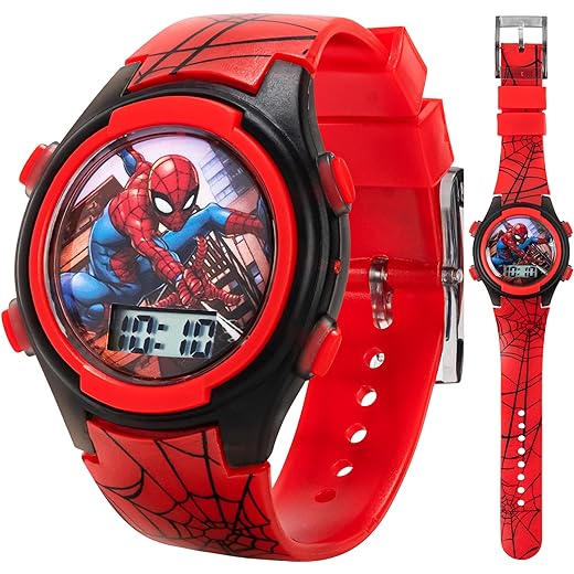 Accutime Kids Marvel Spider-Man Digital Quartz Plastic Watch for Boys & Girls with LCD Display
