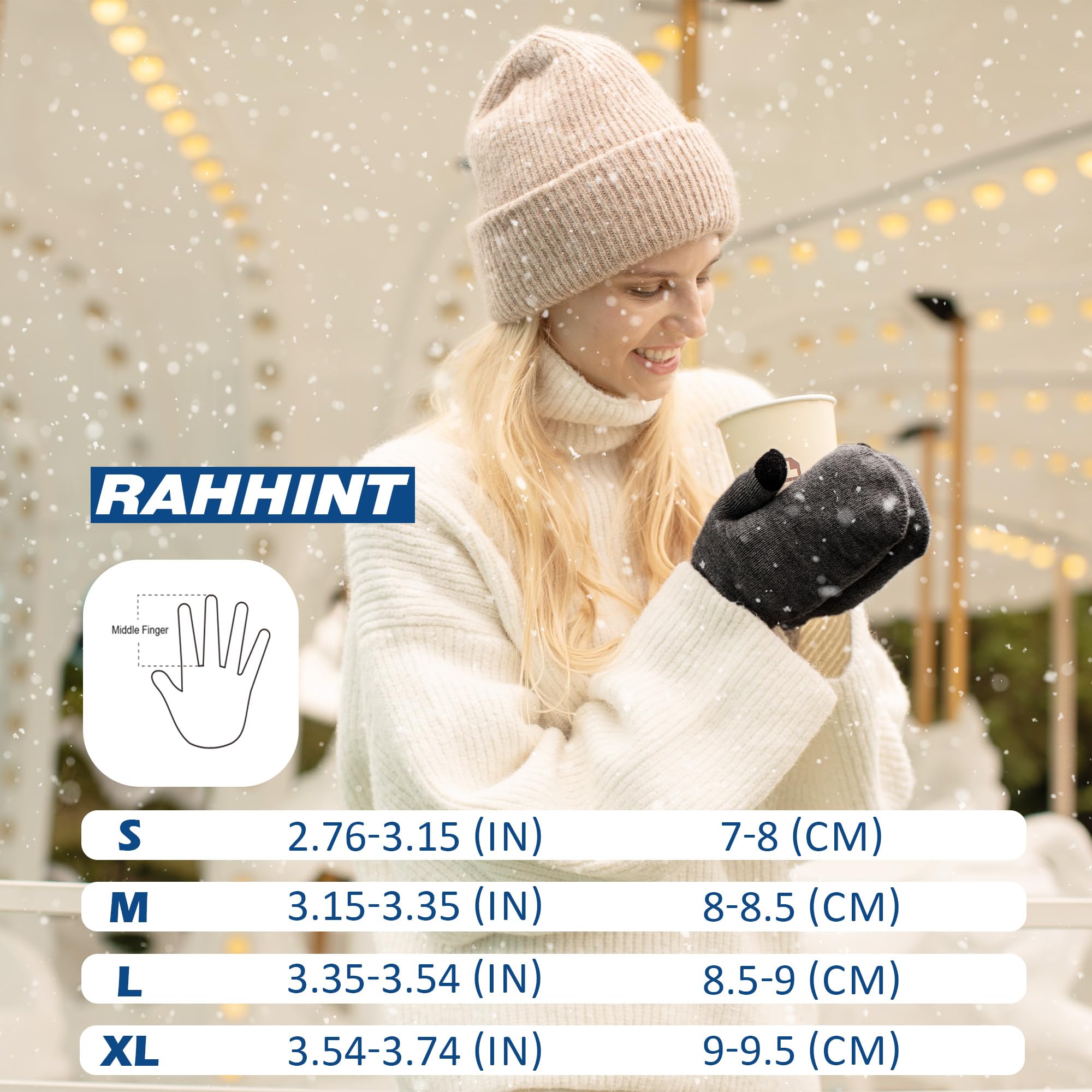 Rahhint Guanti invernali in lana di alpaca per donne e uomini a doppio strato fodera in pile guanti invernali touch screen antivento guanti caldi regali