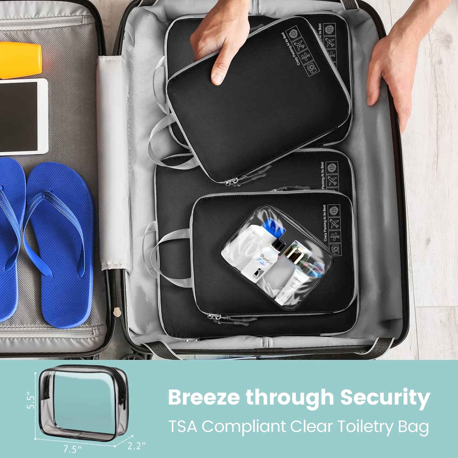 Cambond Compression Packing Cubes for Travel - Lightweight Expandable Travel Bags Luggage Organizers Travel Essentials Compression Cubes for Travel Space Saver for Carry on Suitcases Organizer - Image 6