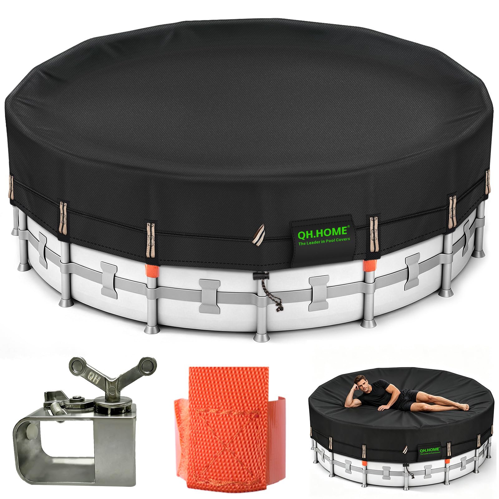 QH.HOME 550D 18 Ft Round Winter Pool Cover