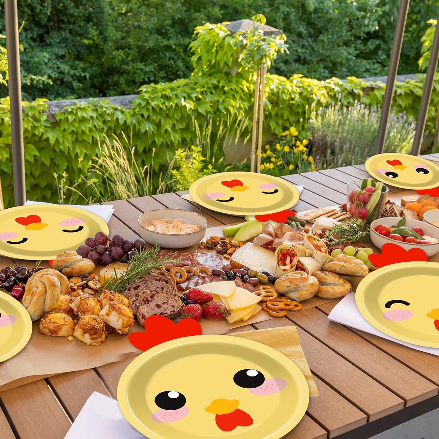 50 Count Chicken Paper Plates Chicken Shaped Disposable Plate Barnyard Farm Animal Theme Tableware Little Chick Birthday Party Dinnerware for Easter Gender Reveal Baby Shower Birthday Party Decoration