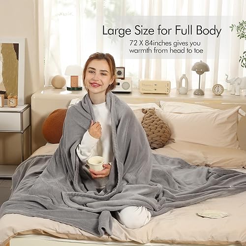 Vista 87 de Manta térmica eléctrica tamaño individual, manta eléctrica de 62 x 84 pulgadas con certificación ETL y FCC, manta de calentamiento rápido con 5